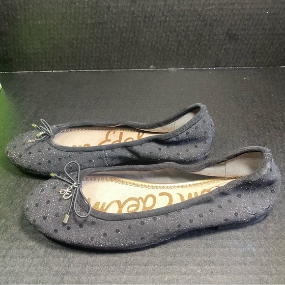 BNIB SAM EDELMAN BLACK METALLIC MULTI DOT GLITTERY FLATS SIZE 6M - Picture 2 of 9